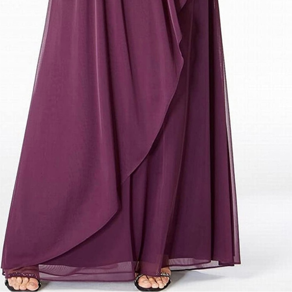 Adrianna Papell Evening Bridesmaid Gown Purple, Plum, Amethyst, Dark Violet - Picture 4 of 12